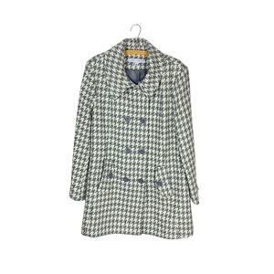 Larry Levine Grey & White Houndstooth Double-Breasted A-Line Coat Size 18